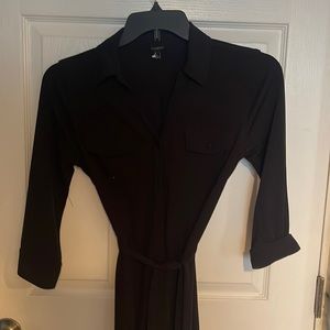 Beautiful button up black dress. Talbots. Size small. Tie at the waist